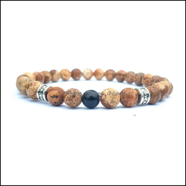 

beaded strands 10pc/set gemstone beads bracelet 6mm picture jasper for men women handmade jewelry drop delivery 2021 bracelets dhsell dhnuc, Black