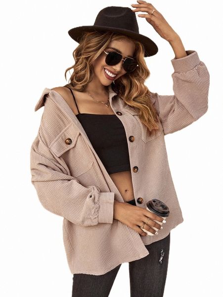 

women's down & parkas flap pocket drop shoulder corduroy coat l7ng#, Black