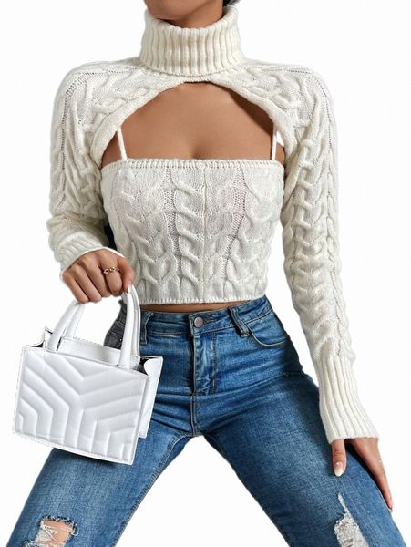 

x the future x turtleneck shrug sweater & cable knit w3ts#, White;black