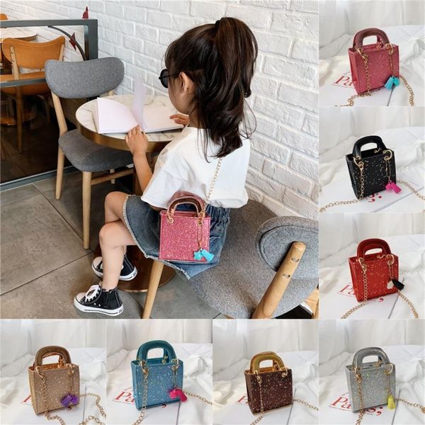 

kids sequin bags pu mini handbag glitter baby girls one shoulder bags message bag coin purse children gifts a230233i, Black