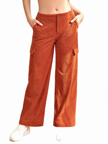 

women's pants & capris solid corduroy cargo pants q2tt#, Black;white