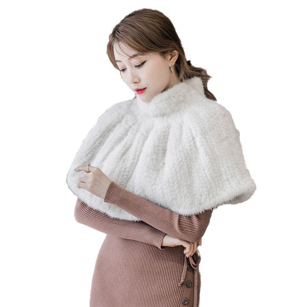 

winter fur cape shawls skirt real import mink fur wraps with zipper black, Blue;gray