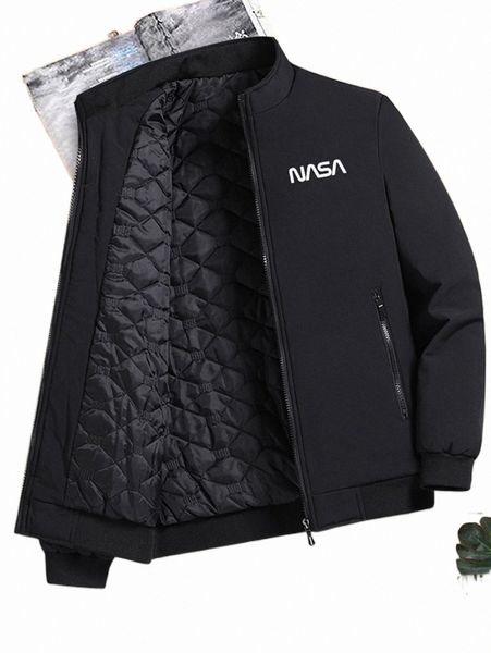

men's down & parkas men letter graphic zipper front winter coat 61k4#, Black