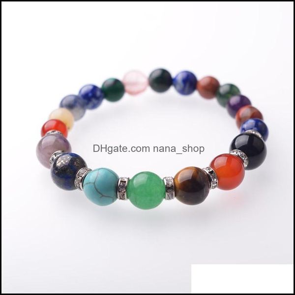 

beaded strands fashion 7 chakras summer woman cool treatment yoga natural stone bracelet semi-precious stones reiki prayer women dro dhad9, Black