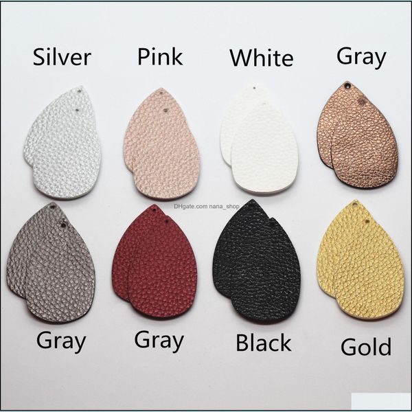 

dangle chandelier 8 pairs of teardrop bucket shaped leather earrings petals pendant antique lightweight female girl drop delivery 202 dhl6y, Silver