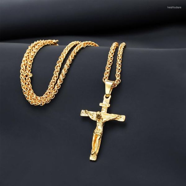 

chains cross jesus christ gold crucifix religious pendant necklace for men jewelry gift, Silver