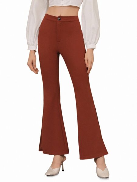 

women's pants & capris mod solid flare leg pants l47a#, Black;white