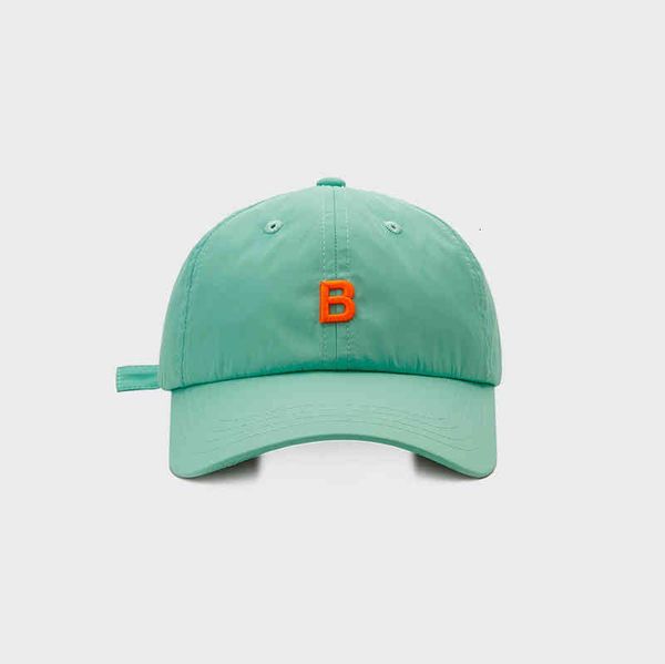 

ball caps high version ins chao brand korean b letter embroidery mark soft bright color baseball cap shows small face sunscreen duck tongue, Blue;gray