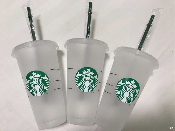 

starbucks mermaid goddess 24oz/710ml plastic mugs tumbler reusable clear drinking flat bottom pillar shape lid straw cups bardian 100pcs
