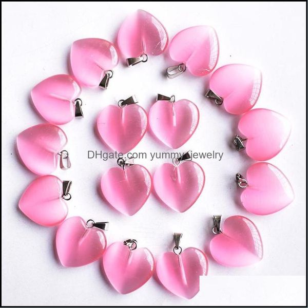 

pendant necklaces pendant necklaces wholesale fashion good quality cats eye stone pink heart shape pendants 20mm for diy jewelry maki dhveb, Silver