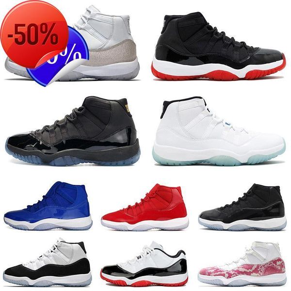 

boots with box 11 11s men women basketball shoes new jumpman 23 bred 2019 metallic silver concord high 45 low sports sneakers trainers, Black