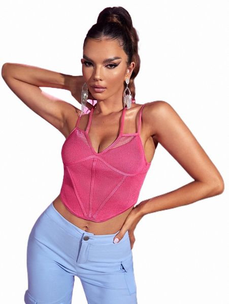 

women's sweaters bae tie back curved hem crop cami knit k60h#, White;black