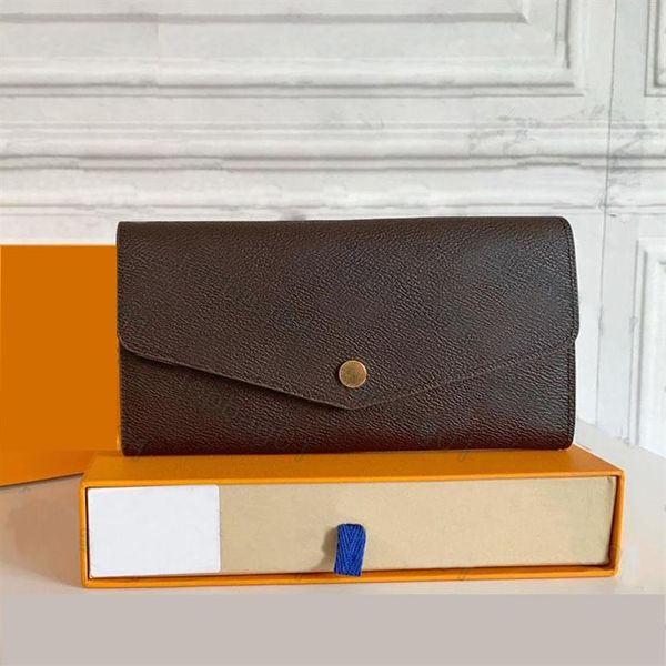 

m60531 sarah wallet long envelope flap wallets designer key card coin holders purse leather mini pochette clutch bag with b2728, Red;black