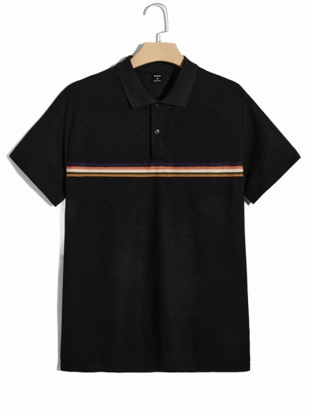 

men's polos men striped print polo shirt 2022 new x5be#, White;black
