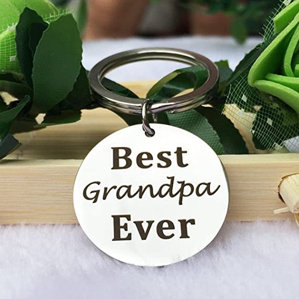 

keychain ring grandpal dad ever stainless steel keychain pendant, Slivery;golden