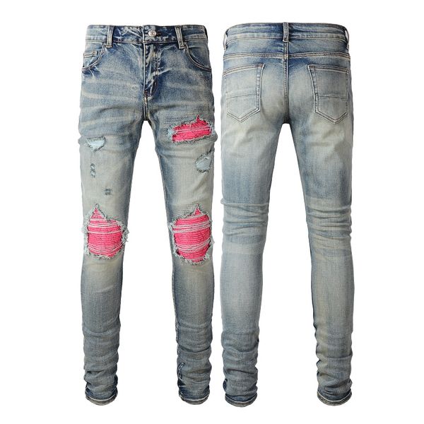 

2028 designer mens jeans hip-hop fashion zipper hole wash jean pants retro torn fold stitching men design motorcycle riding cool slim pant p, Blue
