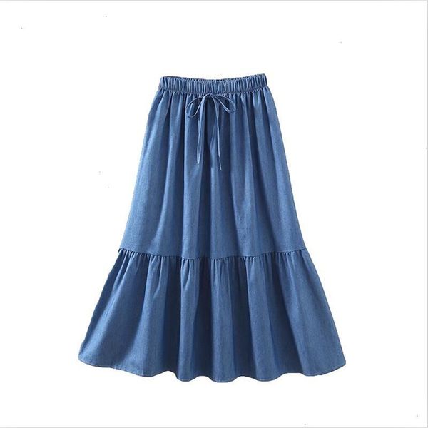 

women summer fashion denim skirt dress sweet girl casual loose elastic waist, Black
