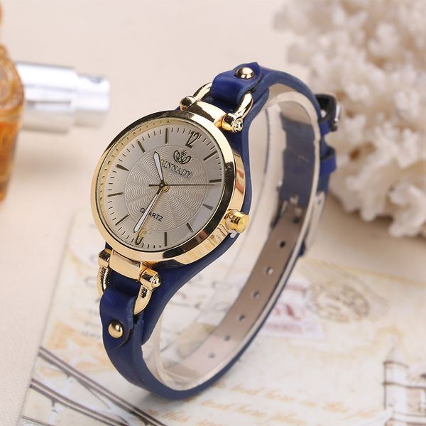

children watches 2022 new women casual watches round dial rivet pu leather strap wristwatch ladies analog quartz watch gift relojes para muj, Blue