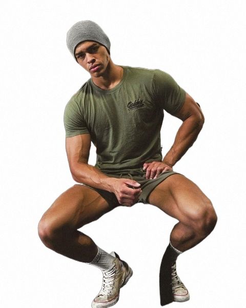 

men's t-shirts men gym t shirt summer running short sleeve cotton bodybuilding sport fitness silk clothing size large q2hm#, White;black