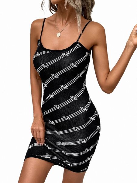 

striped pattern asymmetrical hem cami sweater dress n0yw#, White;black