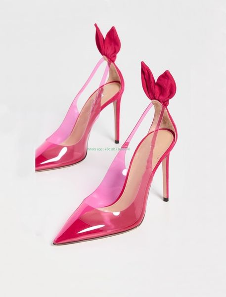 

dress shoes black red thin high heels pvc pumps women shallow pointed toe hollow bowtie knot fashion wedding crystal bride 220827