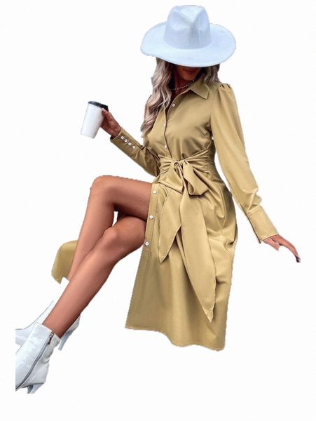 

casual dresses button up puff sleeve tie front shirt dress o91x#, Black;gray