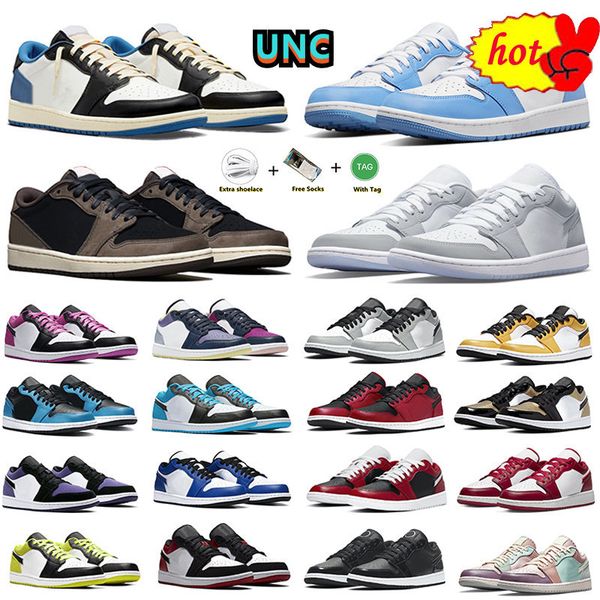 

sandals 1 low mens basketball shoes 1s sneakers white camo light smoke wolf grey fragment unc panda royal court purple game royal mocha men, Black