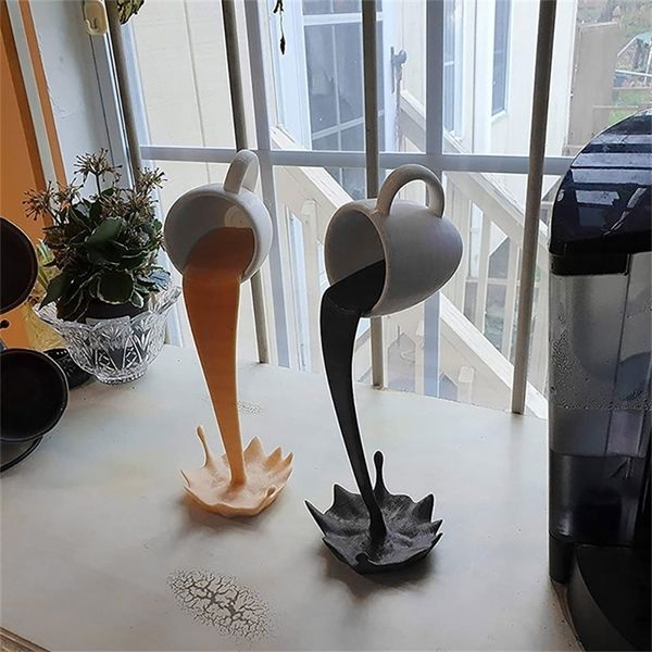 

decorative objects figurines resin statues floating coffee cup art sculpture home kitchen decoration crafts spilling pouring liquid splash c