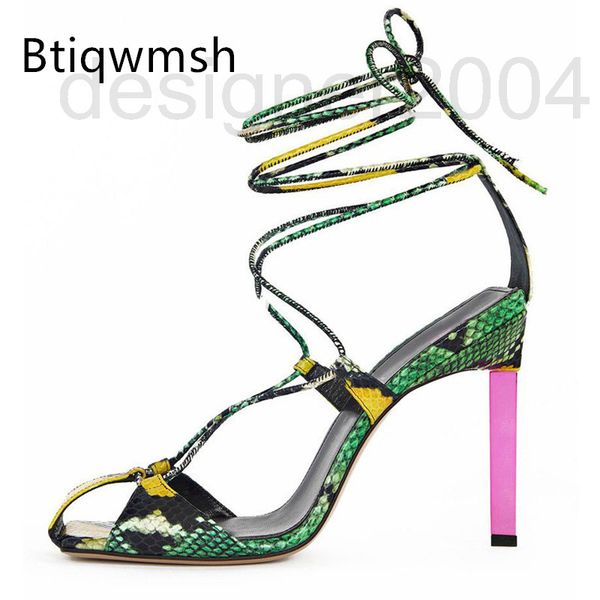 

sandals designer green snakeskin bandage sandals woman square toe cross strap metal high heel pumps party shoes q1sv, Black