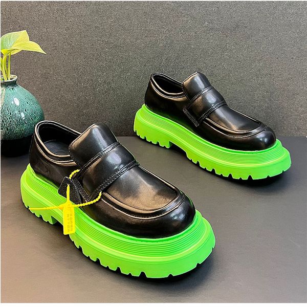 

genuine leather men casual shoes slip on luxury 2022 mens loafers moccasins breathable green driving shoe men sneakers, Black