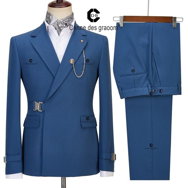 

mens suits blazers cenne des graoom men suits blue jacket trousers 2 pieces set metal side release buckle elegant wedding evening dress 2208, White;black