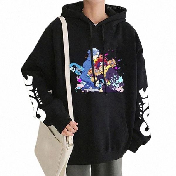 

men's hoodies & sweatshirts japan anime skateboard boys sk8 the infinity hooded women/men streetwear harajuku korean fashion winter clo, Black