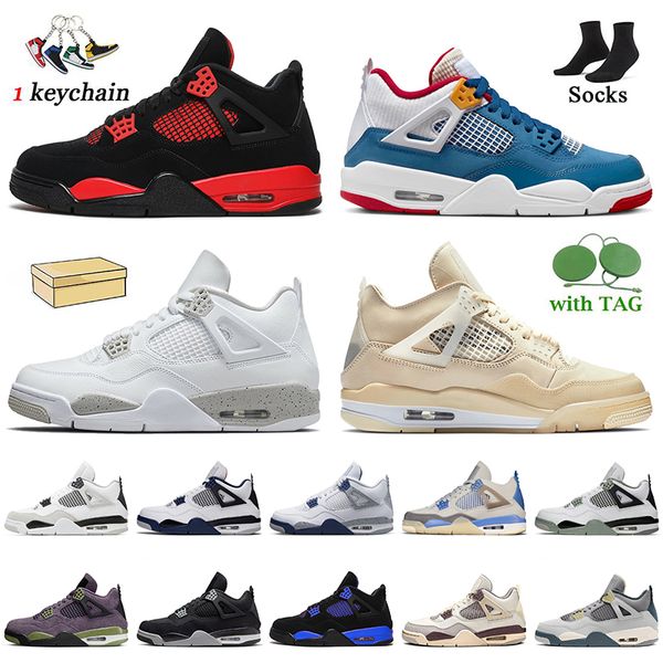 

women mens 4 basketball shoes with box jumpman 4s messy room mignight navy red thunder sail military black cat white oreo psgs trainers spor
