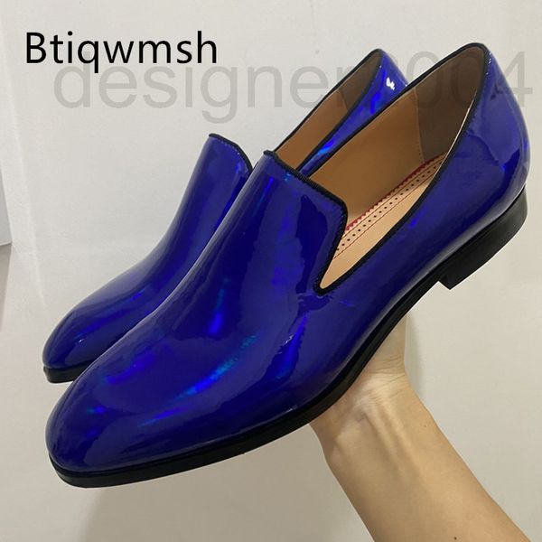 

dress shoes designer luxury blue man pointed toe bling slip on flat men party 1vja, Black