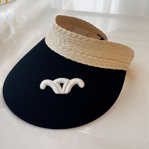 

empty sunhat women cold hat letter outdoor casual warm baseball caps sunscreen hat lady's large brim breathable sunshade hole straw wea, Blue;gray
