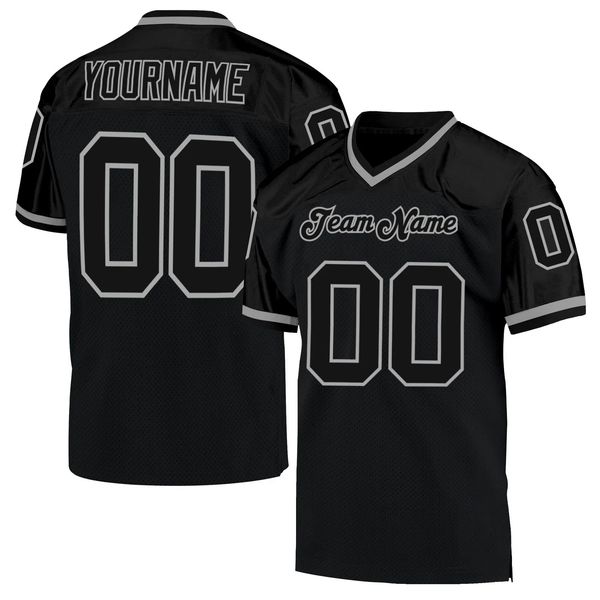 

custom black black-gray mesh authentic throwback football jersey