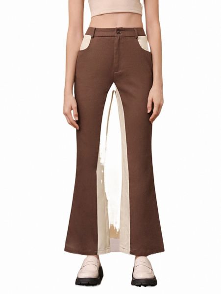 

women's pants & capris mod color block flare leg pants v96g#, Black;white