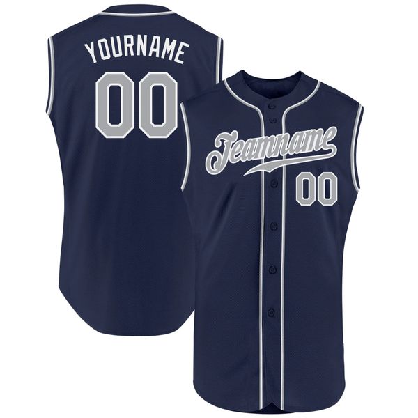 

custom navy gray-white authentic sleeveless baseball jersey 43535, Black