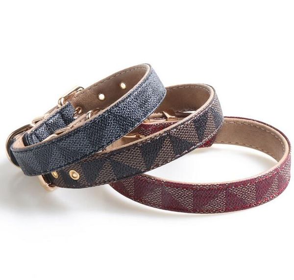 

23Ss 5Style Adjustable Pu Leather Pet Collars Fashion Letters Print Old Flowers Leashes For Cat Dog Necklace Durable Neck Decoration, Black
