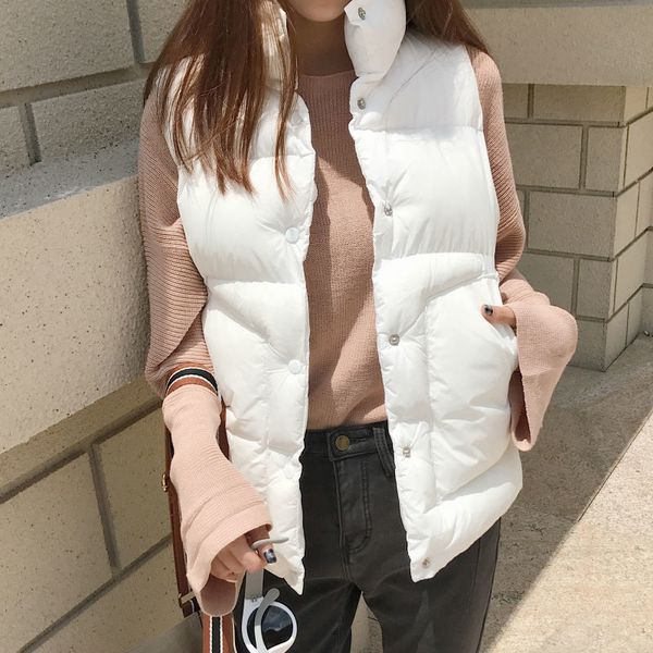 

women's vests jacket vest loose cotton women's short autumn winter vest coat chaleco mujer 220827, Black;white