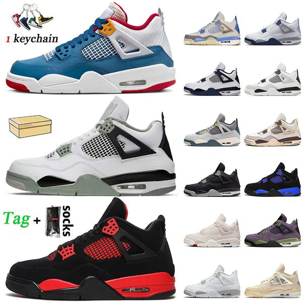 

wholesale 2022 jumpman 4 4s basketball shoes for women mens red thunder messy room sail midnight navy white oreo black cat court purple seaf