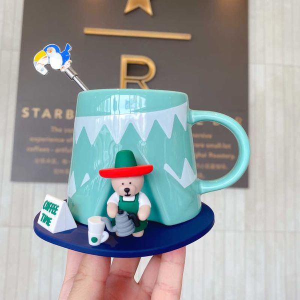 

starbucks summer tent bear mug 330ml brewed coffee ceramic combination cup