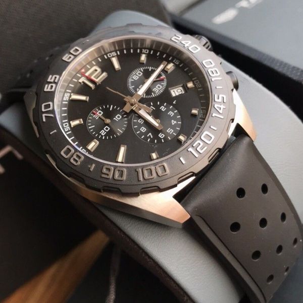 

men's quartz movement watch 43mm stainless steel business fashion waterproof men sports watches iced out watchs luxury watch rubber bel, Slivery;brown