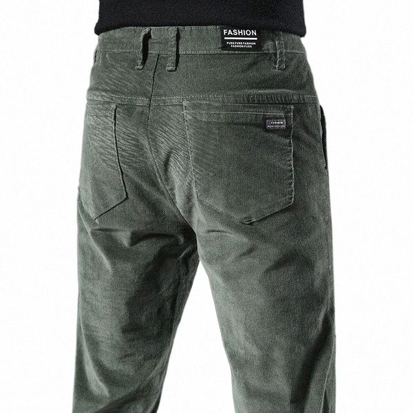 

men's pants 2021 business jean straight corduroy breathable casual 45hm#, Black