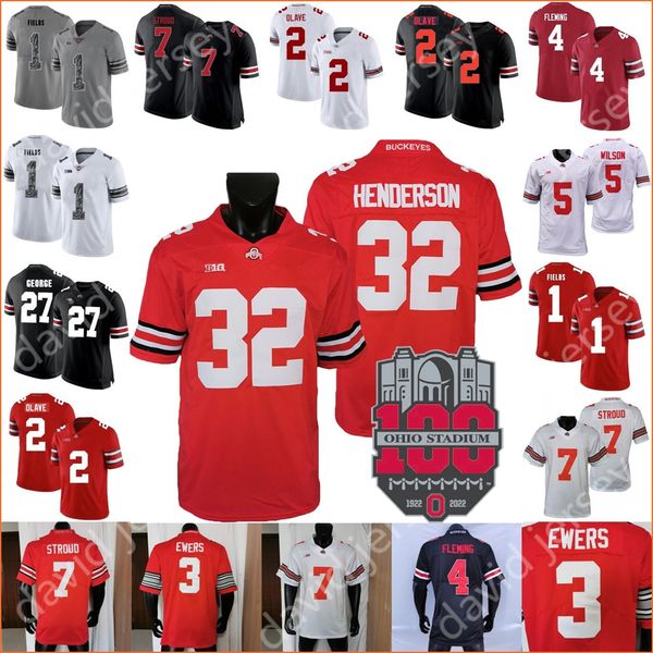 

american college football wear ohio state buckeyes football jersey ncaa c.j. stroud treveyon henderson jaxon smith-njigba marvin harrison jr, Black