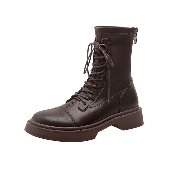 

pu leather 9-hole ankle designer boots women winter martin short elastic booties australia internal increase, Black