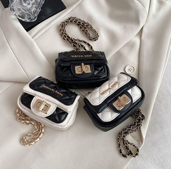 

solid color baby square handbags cute children shoulder crossbody bags fashion beaded handle lovely kids coin purse, Black