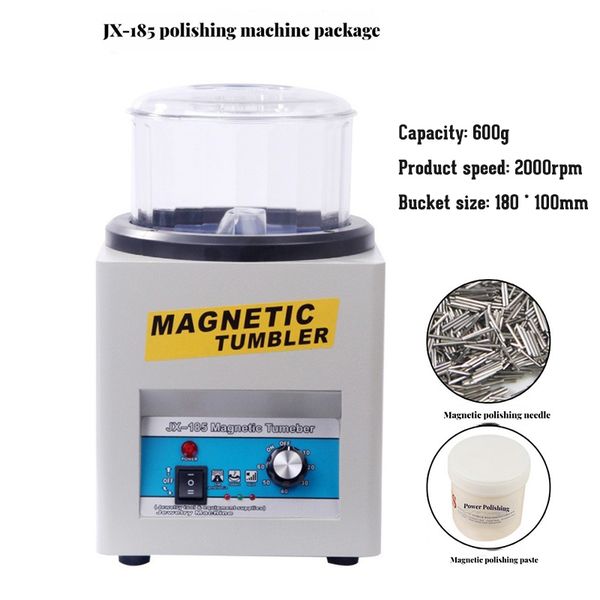 JX-185 Magnetic Tumbler Jewelry Polisher Finisher Polishing Machine Cleaning Equipment