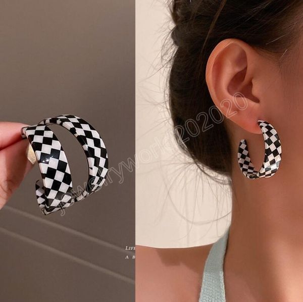 

acrylic korean large round hoop earrings black color cool women girl gift earings for party wedding jewelry accessories, Golden;silver