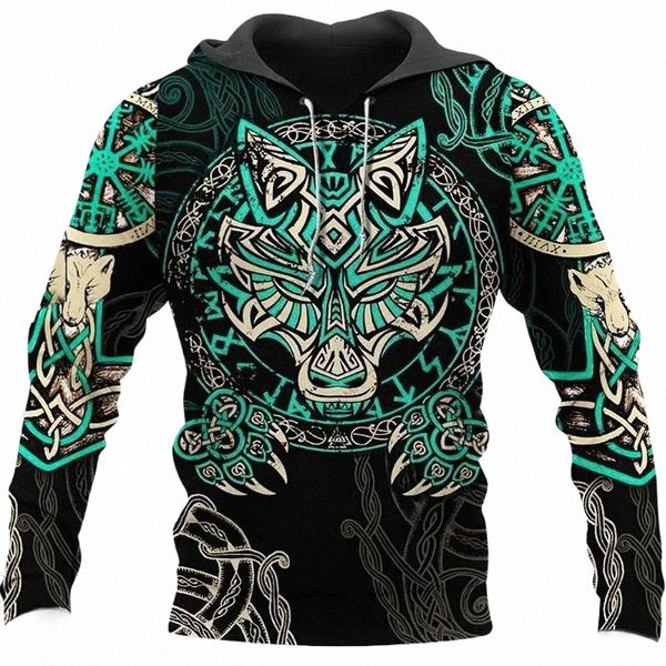 

men's hoodies & sweatshirts viking myth pattern oversized sweatshirt 3d printing streetwear loose spring autumn sreet trend fashion cas, Black